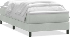 vidaXL Pat box spring cu saltea, gri deschis, 80x220 cm, catifea
