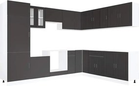 vidaXL Set dulap de bucătărie 14 piese „Porto” lemn negru prelucrat