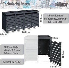 Dulap exterior STILISTA pentru 4 pubele, cu acoperiș pentru