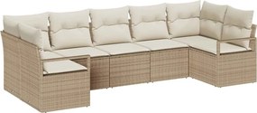 vidaXL Set de canapea cu pernă 7 pcs Bej poliratan