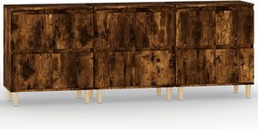 vidaXL Dulapuri, 3 buc, stejar afumat, 60x35x70 cm, lemn prelucrat