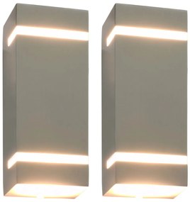 vidaXL Lămpi de perete de exterior 2 buc. argintiu 35 W dreptunghiular
