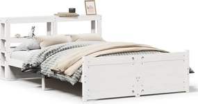 vidaXL Cadru de pat cu tăblie, alb, 150x200 cm lemn masiv pin