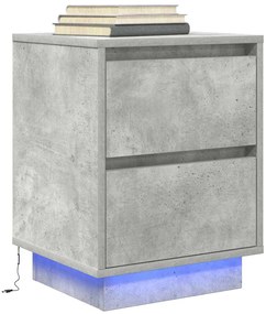 vidaXL Noptiera cu lumini LED Gri beton 38x34x50 cm
