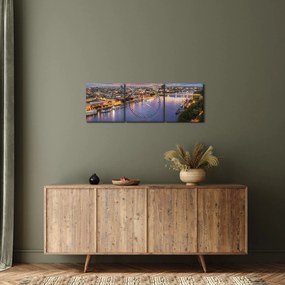 Tablou cu orașul Bratislava cu râu (cu ceas) (90x30 cm)