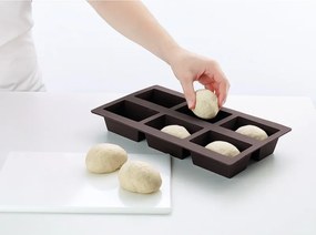 Tava pentru copt chifle Lekue 1009080, 30x17,5x4,2 cm, 960 ml, 6 compartimente, Silicon platinat, -60 / +220 °C, Maro