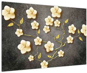 Tablou - Arbust auriu pe fundal negru (90x60 cm)