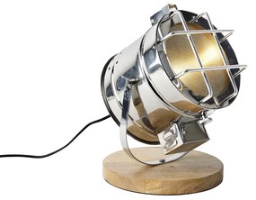 Lampă de masă industrială din oțel cu lemn reglabil - Strălucitor