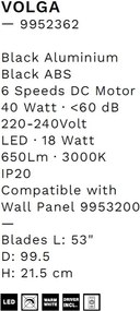 Lustra LED cu ventilator si telecomanda VOLGA negru