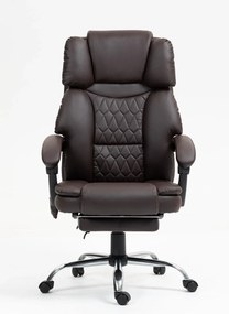 RESIGILAT- Scaun directorial, cu Masaj și Încălzire, suport picioare, PU, Maro