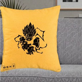 Perna Personalizata Dragon Ball Goku Super Saiyan Silueta, 40x40 cm, Galben, Husa Detasabila, Perna Inclusa, BEKZ®