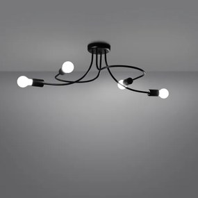 Lustră pe tijă Sollux SL.1455 LEVAR 4xE27/15W/230V negru
