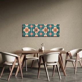Tablou - Model retro cu flori (cu ceas) (90x30 cm)