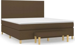 vidaXL Pat continental cu saltea maro închis 180x200cm material textil