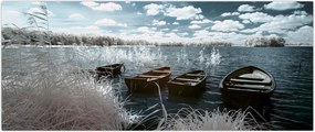 Tablou - Bărci de lemn pe lac (120x50 cm)