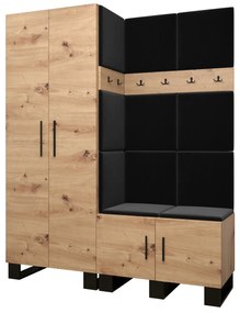 Set mobilier pentru hol Amanda 2 (Stejar artisan + Negru). 1085870