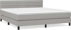 vidaXL Pat continental cu saltea, gri deschis, 160x200 cm, textil