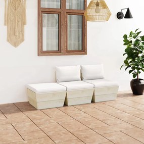 vidaXL Set mobilier grădină din paleți, cu perne, 3 piese, lemn molid