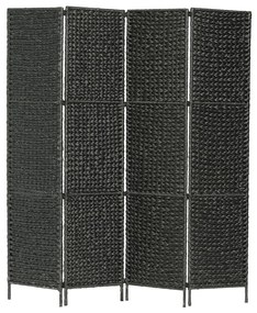 247349 vidaXL Paravan cameră cu 4 panouri, negru, 154x160 cm, zambilă de apă