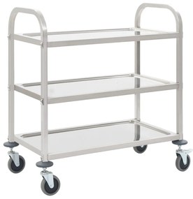 vidaXL Cărucior de bucătărie 3 niveluri 95x45x83,5 cm oțel inoxidabil