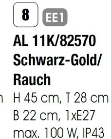 Aplica de perete exterior stil clasic IP43 Puchberg AL 11K/82570 schwarz-gold/rauch OR