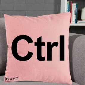 Perna Personalizata Tasta Ctrl Tipografie Bold, 40x40 cm, Roz, Husa Detasabila, Perna Inclusa, BEKZ®
