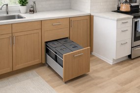 Cos gunoi incorporabil in sertar, Ecomax Jazz 45, colectare selectiva, gri orion, 1 x 15 l + 3 x 7 l Polipropilena, Gri orion, L:391 mm; A:461 mm;