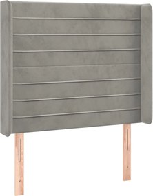 vidaXL Tăblie de pat cu aripioare gri deschis 93x16x118/128 cm catifea