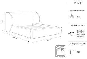 Pat dublu bej tapițat cu spațiu de depozitare și somieră 180x200 cm Miley – Micadoni Home