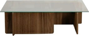 Masuta cafea FLAVIO, nuc/transparent, PAL/sticla, 105x65x30 cm