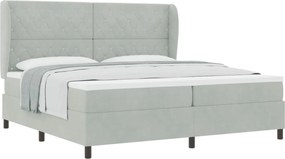 vidaXL Pat cu arcuri cu saltea Gri deschis 200 x 200 cm Catifea