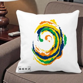 Perna Decorativa Vortex Abstract Colorat, 40x40 cm, Alba Mata, Husa Detasabila, Perna Inclusa, BEKZ®