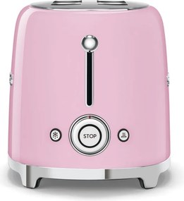 Prajitor de paine SMEG 50's Style TSF01PKEU, 950 W, 2 felii, 6 trepte, Tava pentru firimituri, Cablu integrat, Otel inoxidabil, Roz