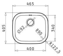 Pyramis 100080101 - Chiuvetă de bucătărie KIBA SQUARE 46,5x40,5 cm