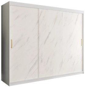 Dulap de haine 250 cm Marbelo T (mat alb + marmură albă). 1064556