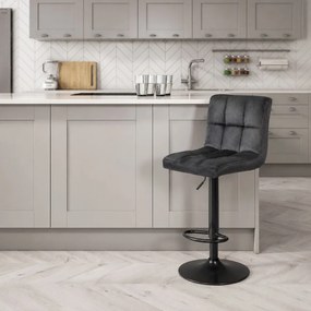 Scaun de bar negru confortabil din catifea cu design modern si baza metalica ABS 191B