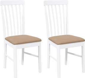 vidaXL Scaune de sufragerie cu perne 2 buc cauciuc din lemn masiv alb