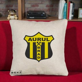Perna Personalizata Aurul Brad Fotbal, 40x40 cm, Bej Canapea, Husa Detasabila, Perna Inclusa, BEKZ®