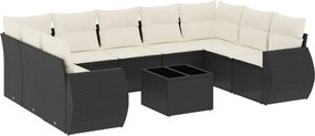 vidaXL Set canapele de grădină cu perne, 10 piese, negru, poliratan
