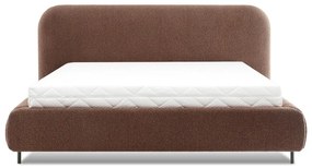 Pat matrimonial teracotă tapițat cu spațiu de depozitare cu somieră 180x200 cm Pointt – ELTAP