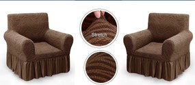 Set 2 huse elastice pentru fotolii, cu volanas si model Jacquard Maro in dungi