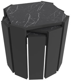 Set 3 măsuțe cafea Lorizolla (marmură negru + Negru). 1106452