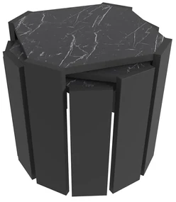 Set 3 măsuțe cafea Lorizolla (marmură negru + Negru). 1106452