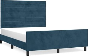 vidaXL Cadru de pat fără saltea, albastru închis, 140x200 cm, catifea