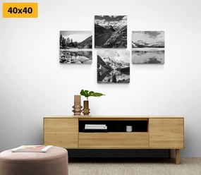 Set tablouri peisaje montane fermecătoare în design alb-negru