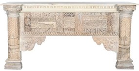 Consola sculptata, natur, din lemn de mango, Emperia