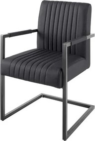 Scaun cu brate design retro Big Aston piele naturala neagra