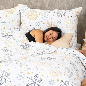 Lenjerie de pat din flanel 4Home Frostysnowflakes, 220 x 200 cm, 2 buc. 70 x 90 cm