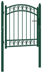 Poarta de gard cu arcada, verde, 100x100 cm, otel Verde, 100 x 100 cm