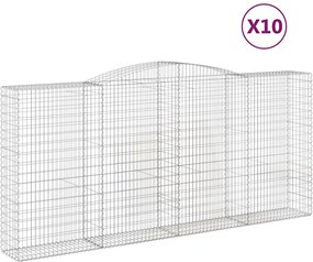 vidaXL Coșuri gabion arcuite 10 buc, 400x50x180/200cm, fier galvanizat